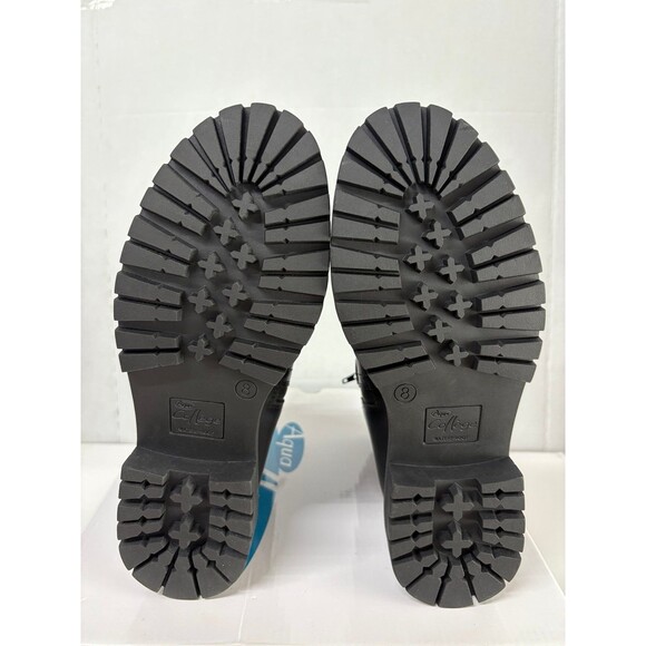 AQUA COLLEGE Women's Grant Black Leather Platform Back Pull Tab Block Heel 8M - Picture 6 of 6